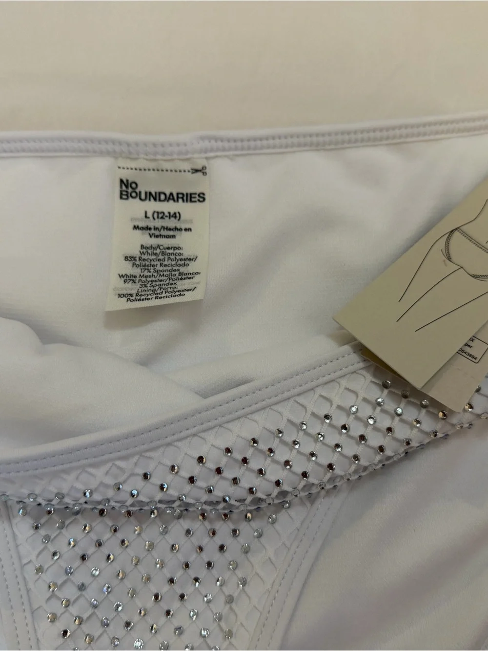 No Boundaries White Rhinestone Mesh Bikini Set
